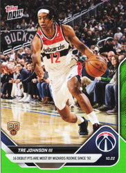 2025 Topps Now Tre Johnson #14 Green Foil /99 Washington Wizards Rookie RC Basketball Card (ONLINE ORDER ONLY)