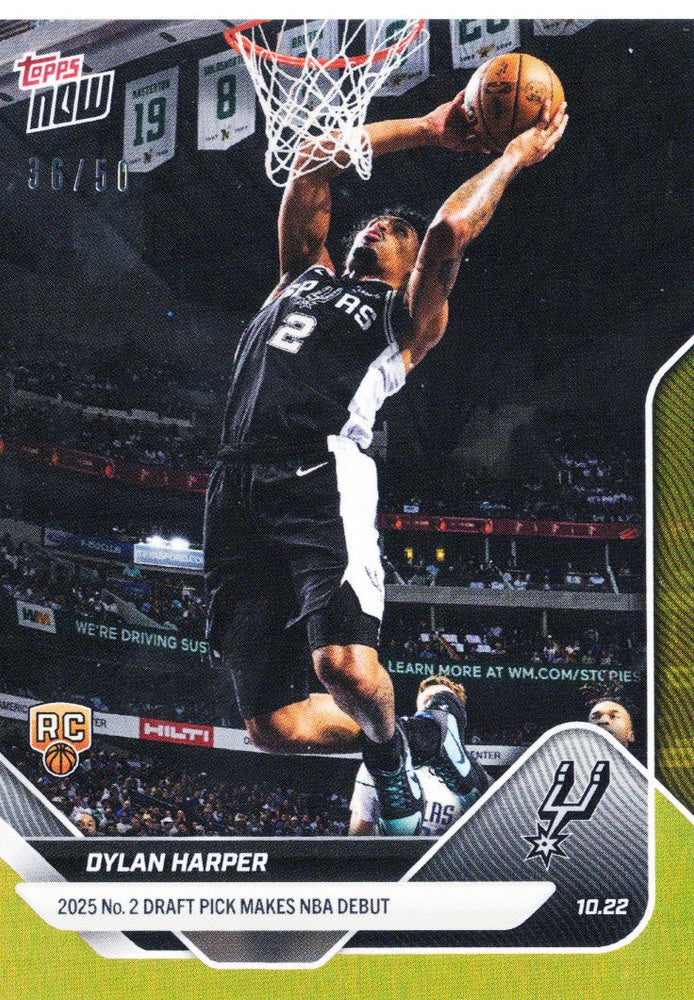 2025 Topps Now Dylan Harper #7 Gold Foil /50 San Antonio Spurs Rookie RC Basketball Card (ONLINE ORDER ONLY)