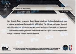 2025 Topps Now Dylan Harper #7 Green Foil /99 San Antonio Spurs Rookie RC Basketball Card (ONLINE ORDER ONLY)