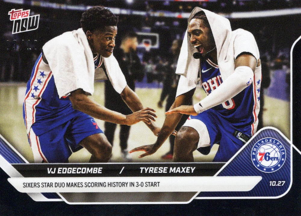 2025 Topps Now VJ Edgecombe/Tyrese Maxey #32 Black Foil /10 Basketball Card (ONLINE ORDER ONLY)