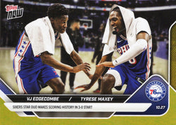 2025 Topps Now VJ Edgecombe/Tyrese Maxey #32 Gold Foil /50 Basketball Card (ONLINE ORDER ONLY)