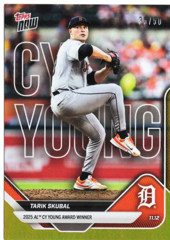 2025 Topps Now Tarik Skubal #OS5 Gold Foil /50 Detroit Tigers Baseball Card (ONLINE ORDER ONLY)