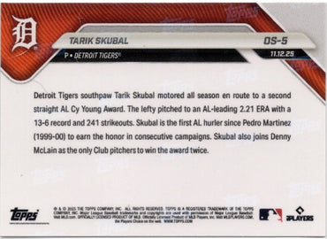 2025 Topps Now Tarik Skubal #OS5 Gold Foil /50 Detroit Tigers Baseball Card (ONLINE ORDER ONLY)