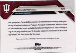 2025 Topps Bowman U Now Fernando Mendoza #52B Red Auto /5 Indiana Hoosiers Rookie RC Football Card (ONLINE ORDER ONLY)