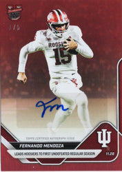 2025 Topps Bowman U Now Fernando Mendoza #52B Red Auto /5 Indiana Hoosiers Rookie RC Football Card (ONLINE ORDER ONLY)