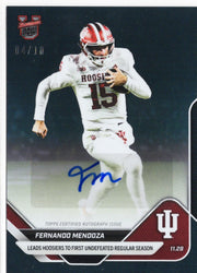 2025 Topps Bowman U Now Fernando Mendoza #52A Black Auto /10 Indiana Hoosiers Rookie RC Football Card (ONLINE ORDER ONLY)