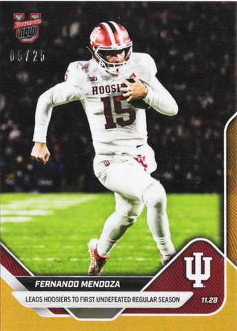 2025 Topps Bowman U Now Fernando Mendoza #52 Orange Foil /25 Indiana Hoosiers Rookie RC Football Card (ONLINE ORDER ONLY)