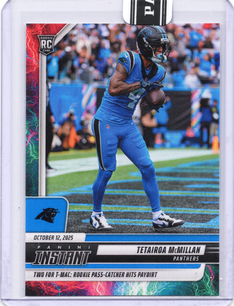 2025 Panini Instant Tetairoa McMillan #143 Lightning /5 Carolina Panthers Rookie RC Football Card (ONLINE ORDER ONLY)