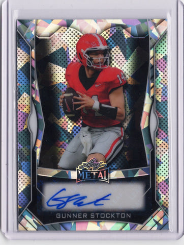2025 Leaf Metal Gunner Stockton #MAGS1 Silver Ice Auto /49 Georgia Bulldogs Rookie RC Football Card (ONLINE ORDER ONLY)