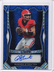 2025 Leaf Metal Gunner Stockton #MAGS1 Blue Shimmer Auto /30 Georgia Bulldogs Rookie RC Football Card (ONLINE ORDER ONLY)
