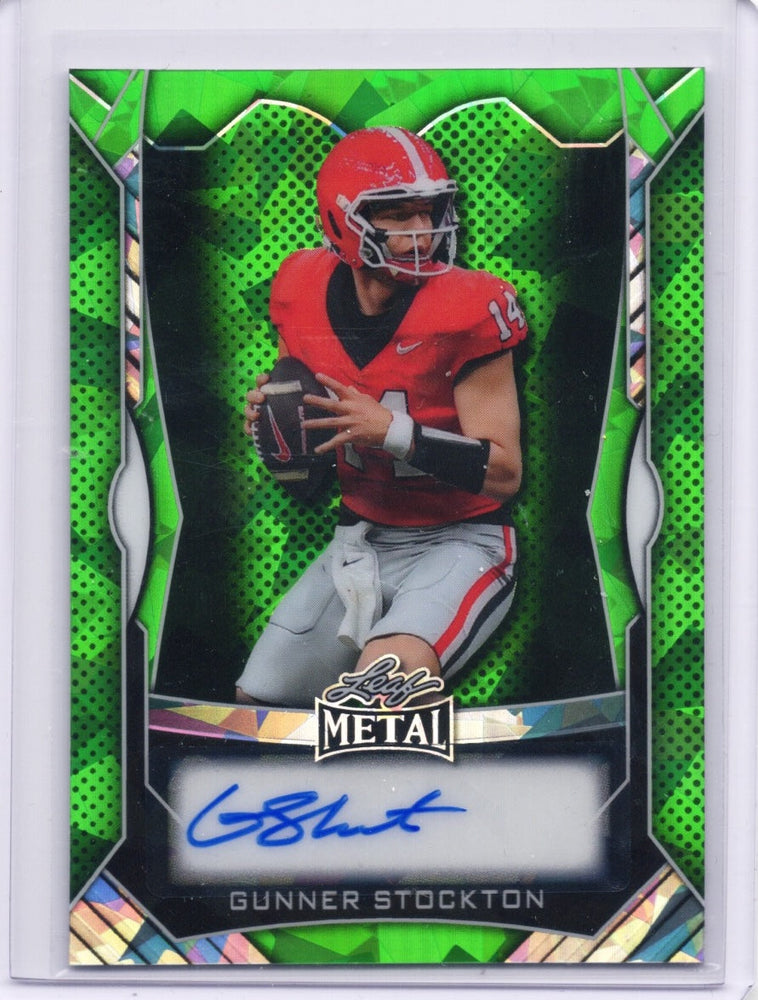 2025 Leaf Metal Gunner Stockton #MAGS1 Green Ice Auto /15 Georgia Bulldogs Rookie RC Football Card (ONLINE ORDER ONLY)