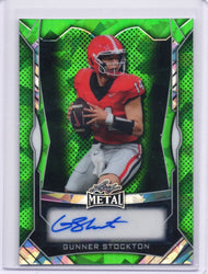 2025 Leaf Metal Gunner Stockton #MAGS1 Green Ice Auto /15 Georgia Bulldogs Rookie RC Football Card (ONLINE ORDER ONLY)