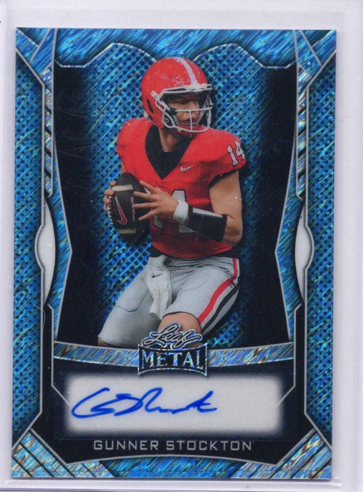 2025 Leaf Metal Gunner Stockton #MAGS1 Light Blue Shimmer Auto /35 Georgia Bulldogs Rookie RC Football Card (ONLINE ORDER ONLY)