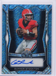 2025 Leaf Metal Gunner Stockton #MAGS1 Light Blue Shimmer Auto /35 Georgia Bulldogs Rookie RC Football Card (ONLINE ORDER ONLY)