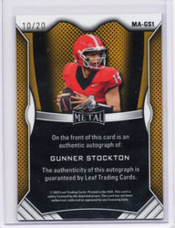 2025 Leaf Metal Gunner Stockton #MAGS1 Pink Ice Auto /20 Georgia Bulldogs Rookie RC Football Card (ONLINE ORDER ONLY)
