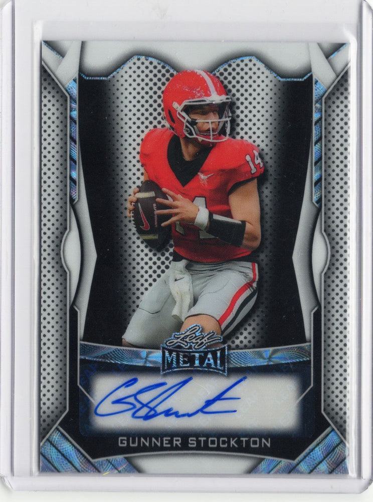 2025 Leaf Metal Gunner Stockton #MAGS1 White Auto /45 Georgia Bulldogs Rookie RC Football Card (ONLINE ORDER ONLY)