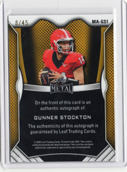 2025 Leaf Metal Gunner Stockton #MAGS1 White Auto /45 Georgia Bulldogs Rookie RC Football Card (ONLINE ORDER ONLY)