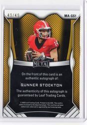 2025 Leaf Metal Gunner Stockton #MAGS1 Silver Ice Auto /49 Georgia Bulldogs Rookie RC Football Card (ONLINE ORDER ONLY)