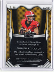 2025 Leaf Metal Gunner Stockton #MAGS1 Red Shimmer Auto /40 Georgia Bulldogs Rookie RC Football Card (ONLINE ORDER ONLY)