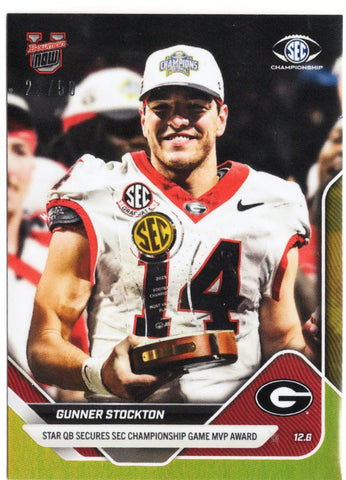2025 Topps Bowman U Now Gunner Stockton #57 Gold Foil /50 Georgia Bulldogs Rookie RC Football Card (ONLINE ORDER ONLY)