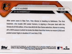 2025 Topps Now Pete Alonso #OS10 Gold Foil /50 Baltimore Orioles Baseball Card (ONLINE ORDER ONLY)
