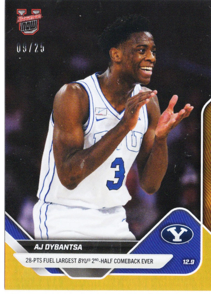 2025 Topps Bowman U Now AJ Dybantsa #28 Orange Foil /25 BYU Cougars Rookie RC Basketball Card (ONLINE ORDER ONLY)