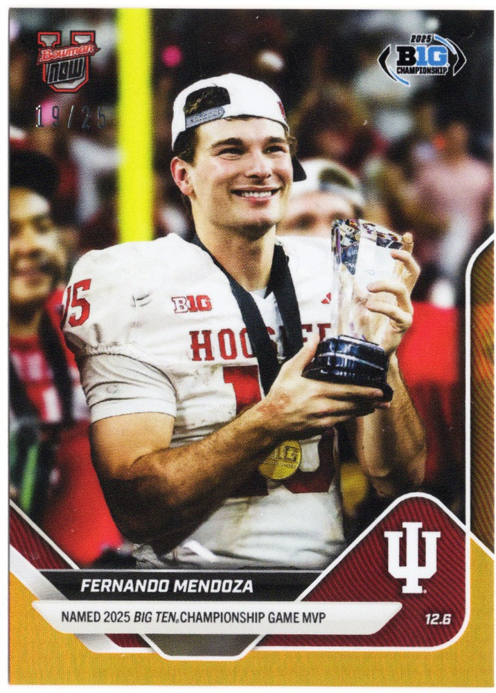 2025 Topps Bowman U Now Fernando Mendoza #58 Orange Foil /25 Indiana Hoosiers Rookie RC Football Card (ONLINE ORDER ONLY)