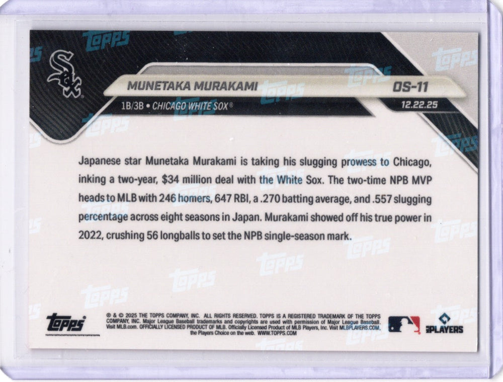 2025 Topps Now Munetaka Murakami #OS11 Orange Foil /25 Chicago White Sox Rookie RC Baseball Card (ONLINE ORDER ONLY)