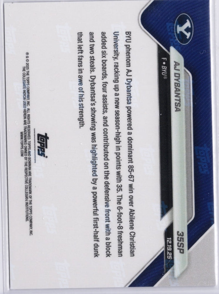 2025 Topps Bowman U Now AJ Dybantsa #35SP BYU Cougars Rookie RC Basketball Card (ONLINE ORDER ONLY)