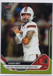 2025 Topps Bowman U Now Carson Beck #63 Gold Foil /50 Miami Hurricanes Rookie RC Football Card (ONLINE ORDER ONLY)