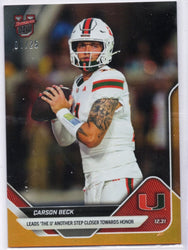 2025 Topps Bowman U Now Carson Beck #63 Orange Foil /25 Miami Hurricanes Rookie RC Football Card (ONLINE ORDER ONLY)