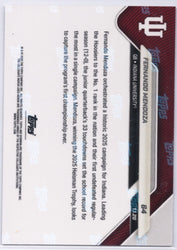 2025 Topps Bowman U Now Fernando Mendoza #64 Gold Foil /50 Indiana Hoosiers Rookie RC Football Card (ONLINE ORDER ONLY)
