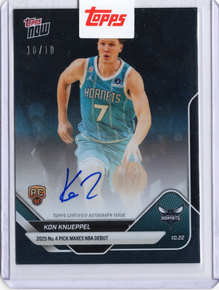 2025 Topps Now Kon Knueppel #10A Black Foil Auto /10 Charlotte Hornets Rookie RC Basketball Card (ONLINE ORDER ONLY)