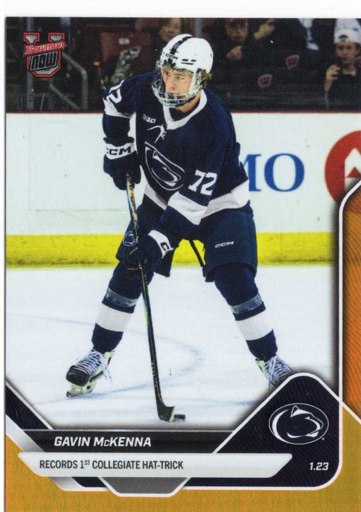 2025 Topps Bowman U Now Gavin McKenna #3 Orange Foil /25 Penn State Nittany Lions Rookie RC Hockey Card