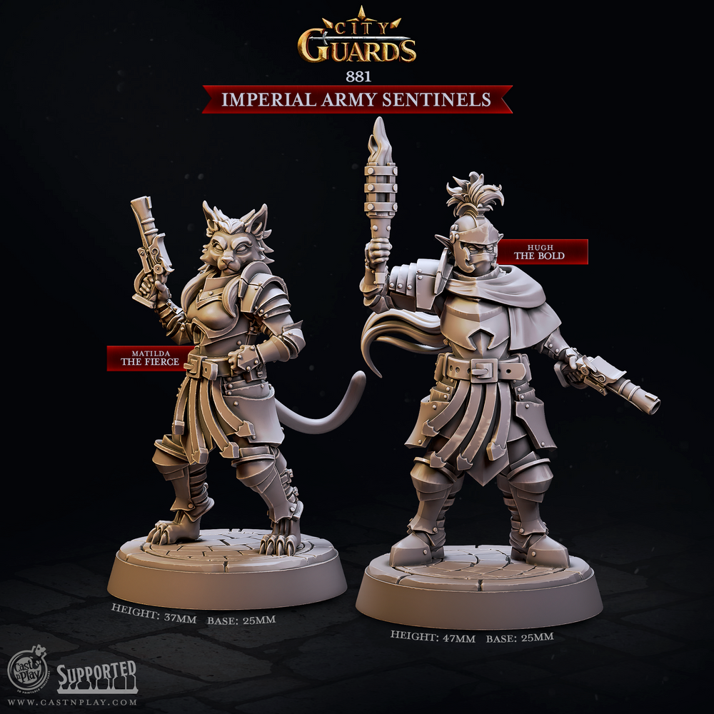 3D Printed Cast n Play Imperial Army Sentinels City Guards Set 28mm 32mm D&D (Online Only)