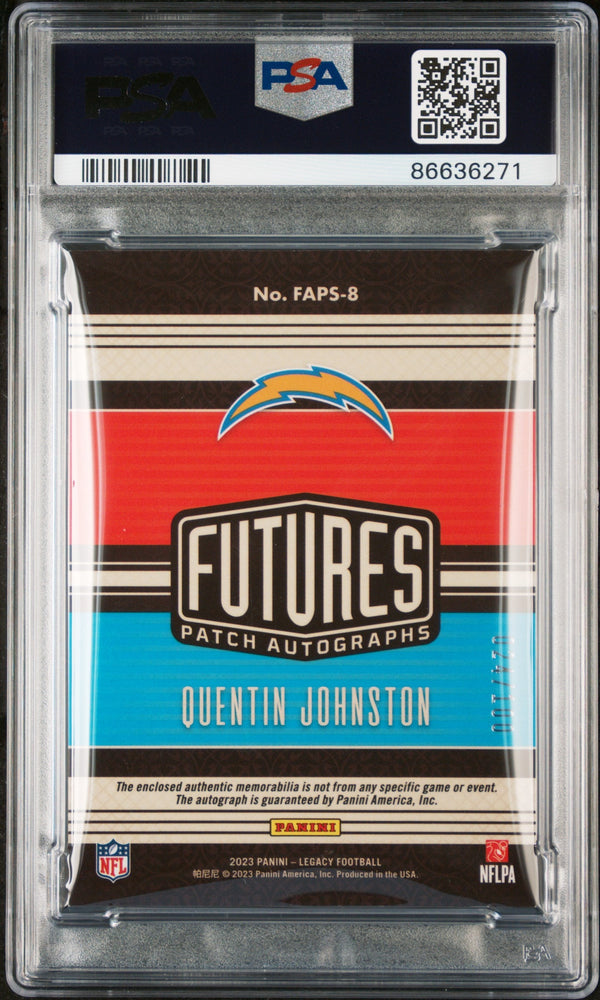 2023 PANINI LEGACY FUTURES PATCH AUTOGRAPH QUENTIN JOHNSTON FUTURES PAT AUTO-RUBY #FAPS8 - PSA 9 (Online Order Only)