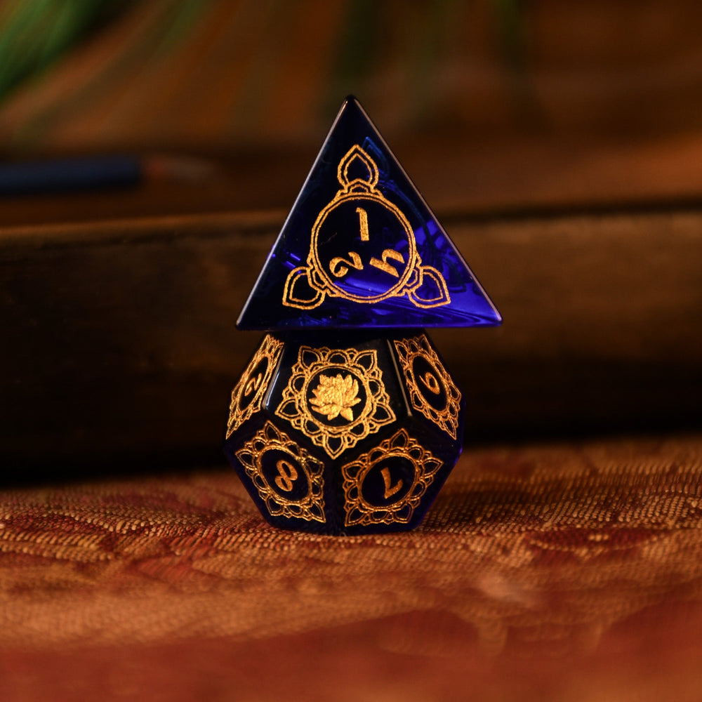 Pre-Order || Indian Blue Glass Dice Set - Dice Around the World Collection