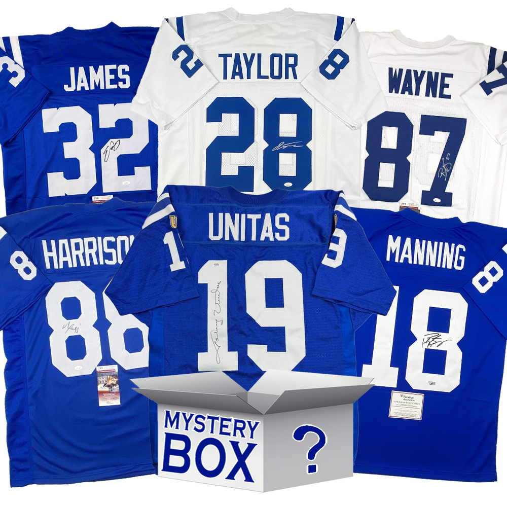Autographed/Signed Indianapolis Football Jersey Mystery Box with PSA JSA or Beckett COA (ONLINE ORDER ONLY)