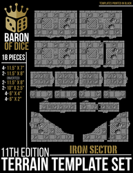 Iron Sector Template Set | 11e Terrain Template Set | Shipping Excluded