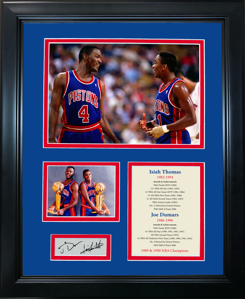 Framed Isiah Thomas Joe Dumars Hall of Fame Dual Facsimile Laser Engraved Signature Auto Basketball 11"x14" Photo Sig Collage (ONLINE ORDER ONLY)