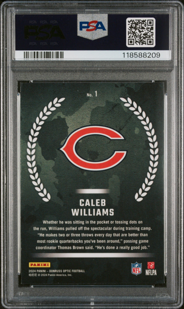 Graded 2024 Panini Donruss Optic Caleb Williams #1 Rookie Recruits Rookie RC Football Card PSA 10 Gem Mint (ONLINE ORDER ONLY)