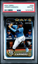 Graded 2024 Topps Junior Caminero #628 Rookie RC Baseball Card PSA 10 Gem Mint (ONLINE ORDER ONLY)