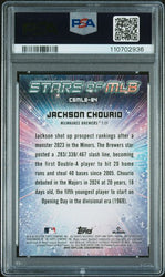 Graded 2024 Topps Stars of MLB Chrome Jackson Chourio #CSMLB84 Rookie RC Baseball Card PSA 10 Gem Mint (ONLINE ORDER ONLY)