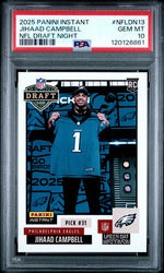 Graded 2025 Panini Instant Jihaad Campbell #NFLDN13 Draft Night Rookie RC Football Card PSA 10 Gem Mint (ONLINE ORDER ONLY)