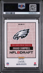 Graded 2025 Panini Instant Draft Night Beige Jihaad Campbell #NFLDN13 /25 Rookie RC Football Card PSA 9 Mint (ONLINE ORDER ONLY)