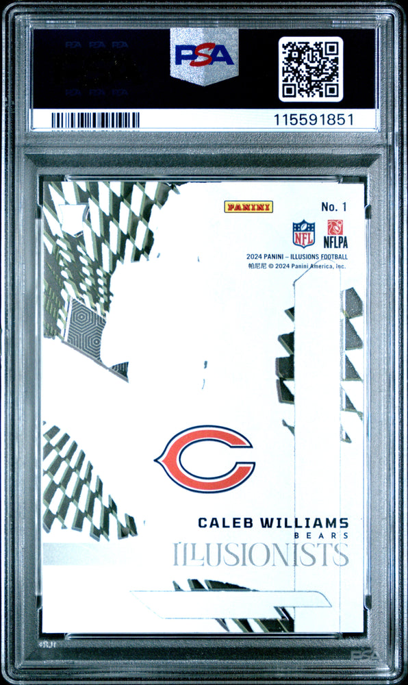 Graded 2024 Panini Illusions Caleb Williams #1 Illusionists Rookie RC Football Card PSA 10 Gem Mint (ONLINE ORDER ONLY)
