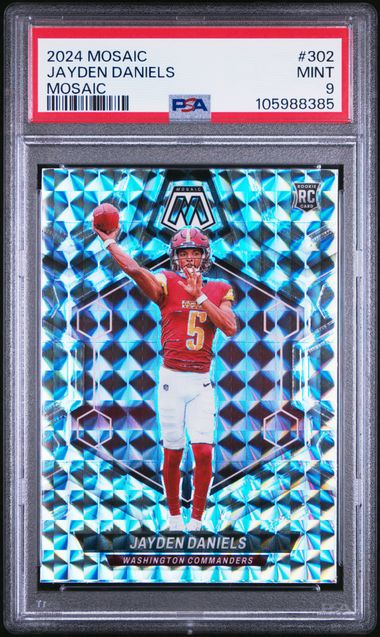 Graded 2024 Mosaic Silver Mosaic Jayden Daniels #302 Rookie RC Football Card PSA 9 Mint (ONLINE ORDER ONLY)