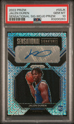 Graded 2022 Panini Prizm Jalen Duren #SSJK Sensational Signatures Mojo Prizm Auto Rookie RC Basketball Card PSA 10 Gem Mint (ONLINE ORDER ONLY)