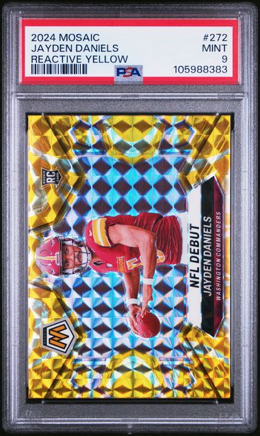 Graded 2024 Panini Mosaic Jayden Daniels #272 Reactive Yellow Rookie RC Football Card PSA 9 Mint (ONLINE ORDER ONLY)