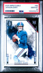 Graded 2025 Panini Impeccable Jaxson Dart #80 /80 Rookie RC Football Card PSA 10 Gem Mint